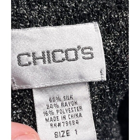 Chico's Sweater Women's size Medium Gray Silk Blend Long Sleeve - Picture 5 of 5